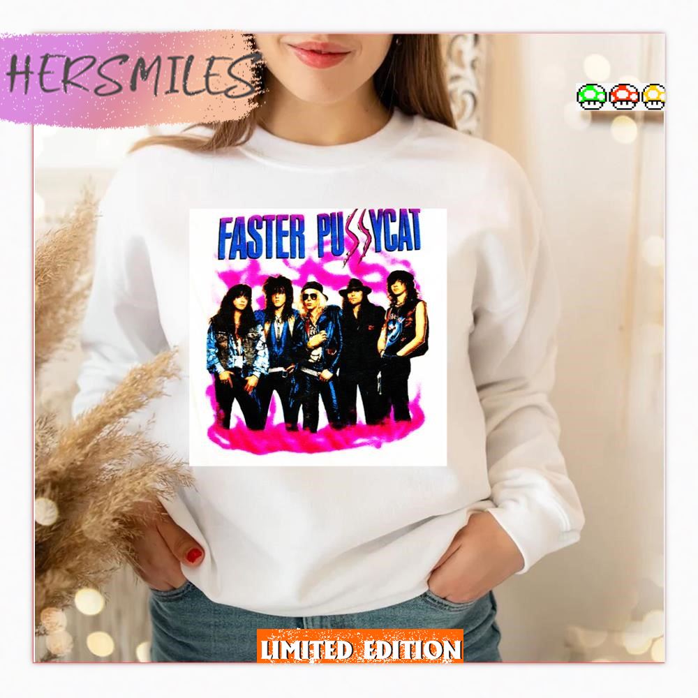 Faster Pussycat T-Shirt Uomo | Maglietta Rock Band Leggendaria | Collezione Retro | Manica Corta, Taglie S-3XL