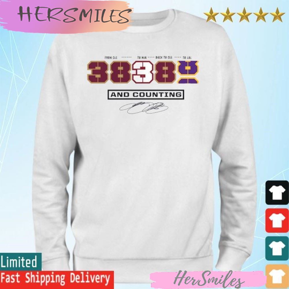 LeBron James Los Angeles Lakers 38,388 Career Points and counting 2023 season T-shirt LeBron James Los Angeles Lakers 38,388 Career Points and counting 2023 season T-shirt