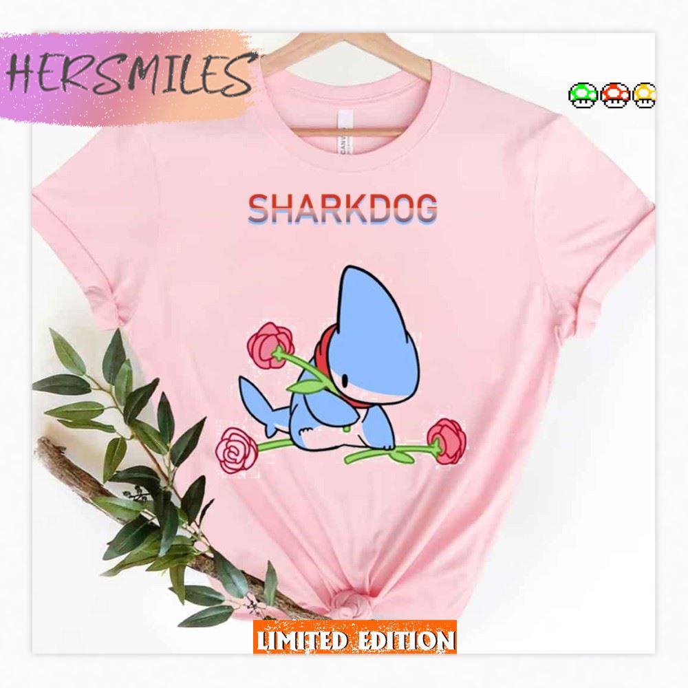 Sharkdog With Red Flowers T-shirt Sharkdog With Red Flowers T-shirt