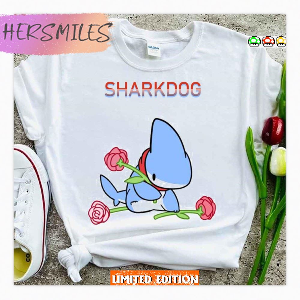 Sharkdog With Red Flowers T-shirt Sharkdog With Red Flowers T-shirt