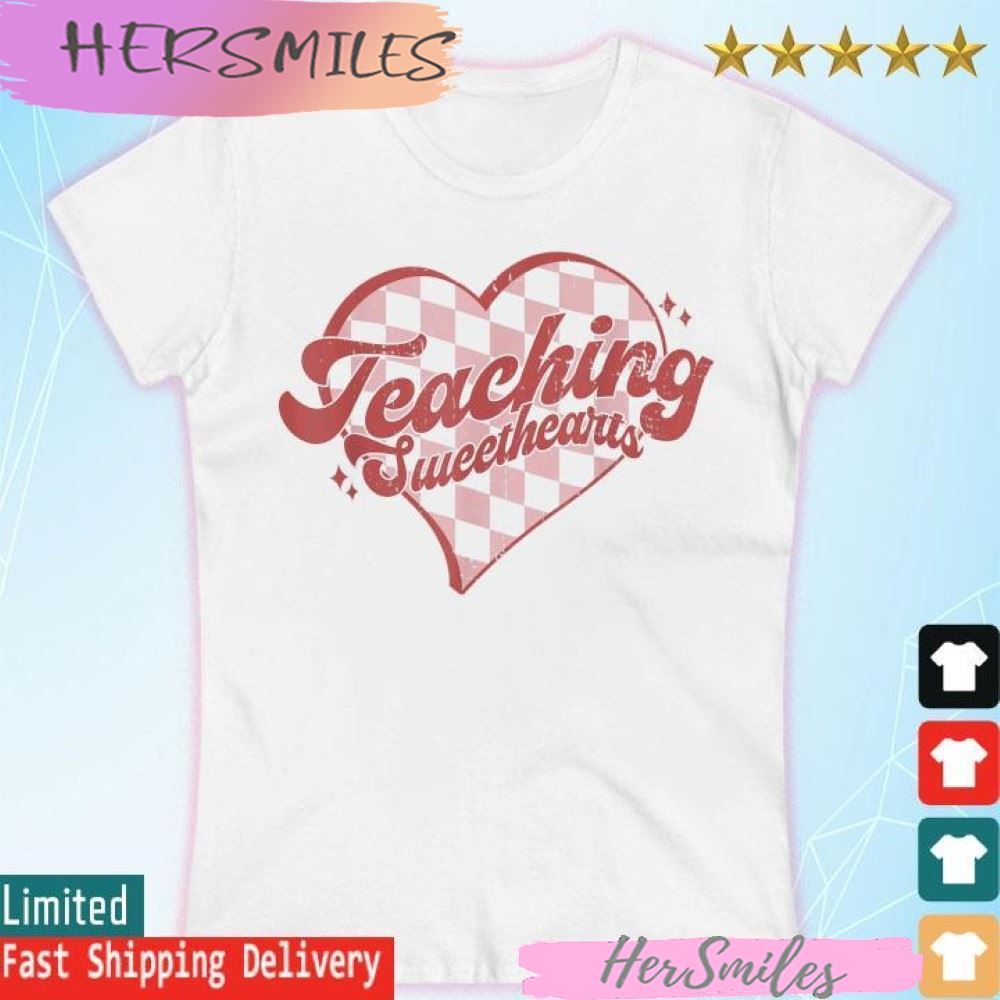 Teaching Sweethearts Checkered Heart Valentines Day Teacher T-shirt Teaching Sweethearts Checkered Heart Valentines Day Teacher T-shirt