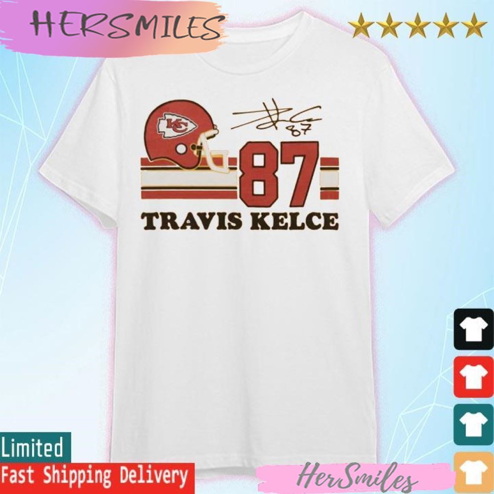 Travis Kelce #87 Chiefs Super Bowl LVII Signature T-shirt Travis Kelce #87 Chiefs Super Bowl LVII Signature T-shirt