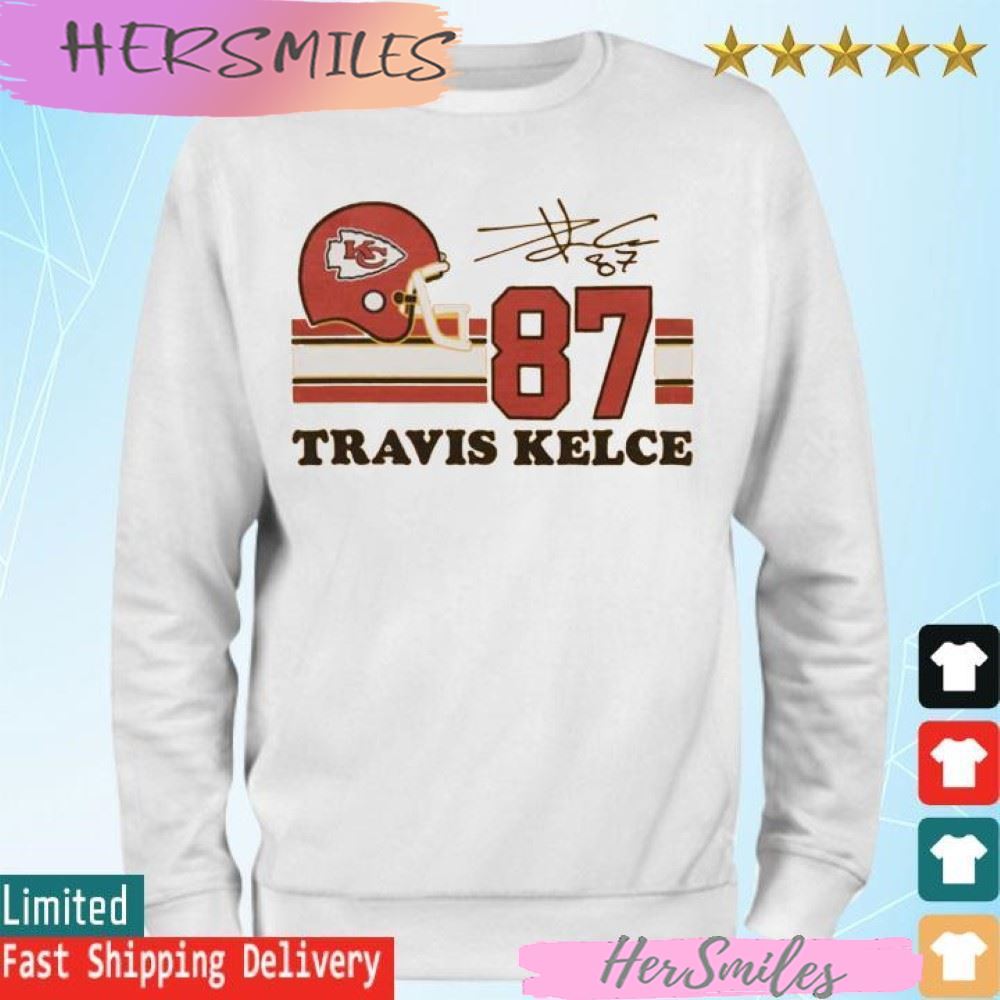 Travis Kelce #87 Chiefs Super Bowl LVII Signature T-shirt Travis Kelce #87 Chiefs Super Bowl LVII Signature T-shirt