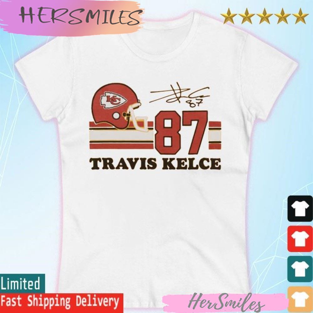 Travis Kelce #87 Chiefs Super Bowl LVII Signature T-shirt Travis Kelce #87 Chiefs Super Bowl LVII Signature T-shirt
