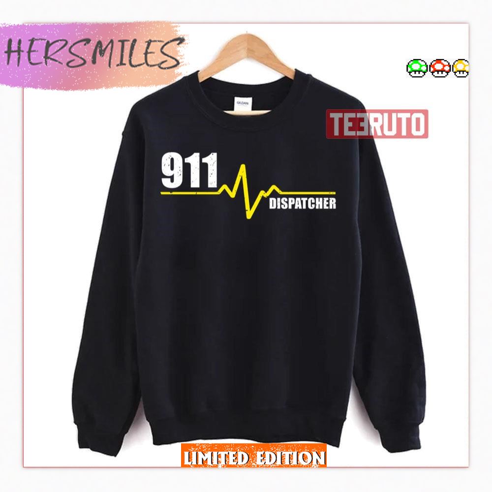 911 Dispatcher Heartbeat Thin Gold Line Shirt