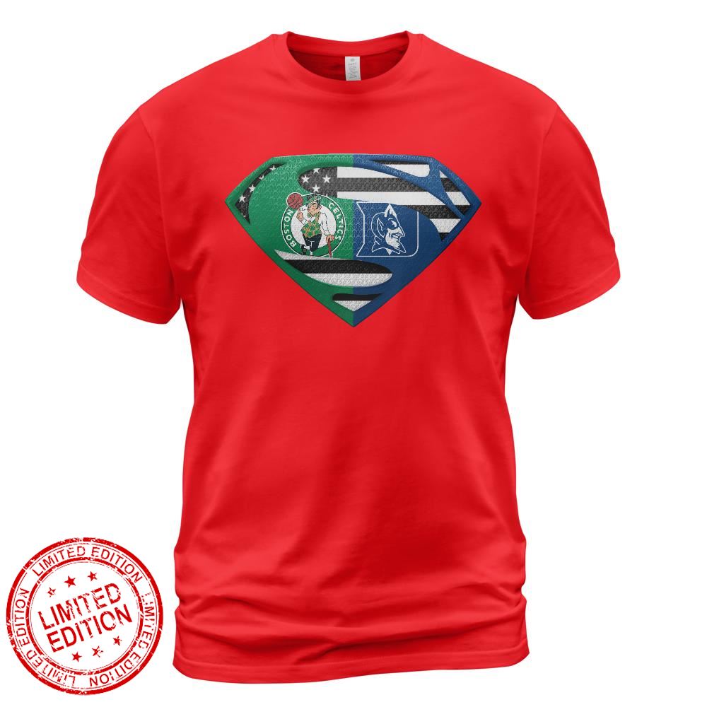 Boston Celtics Duke Blue Devils Superman Logo Us Flag Shirt