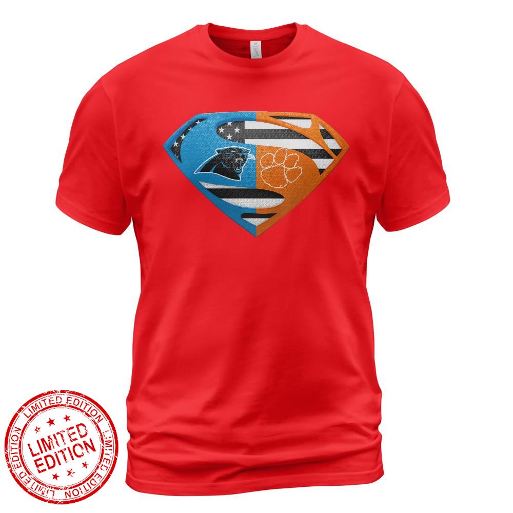 Carolina Panthers Clemson Cleveland Tigers Superman Logo Us Flag Shirt