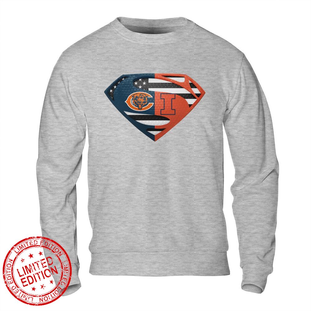 Chicago Bears Illinois Fighting Illini Superman Logo Us Flag Shirt