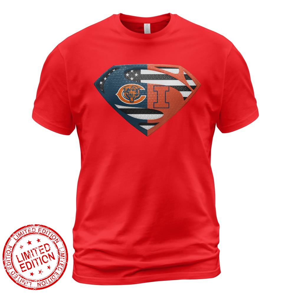 Chicago Bears Illinois Fighting Illini Superman Logo Us Flag Shirt