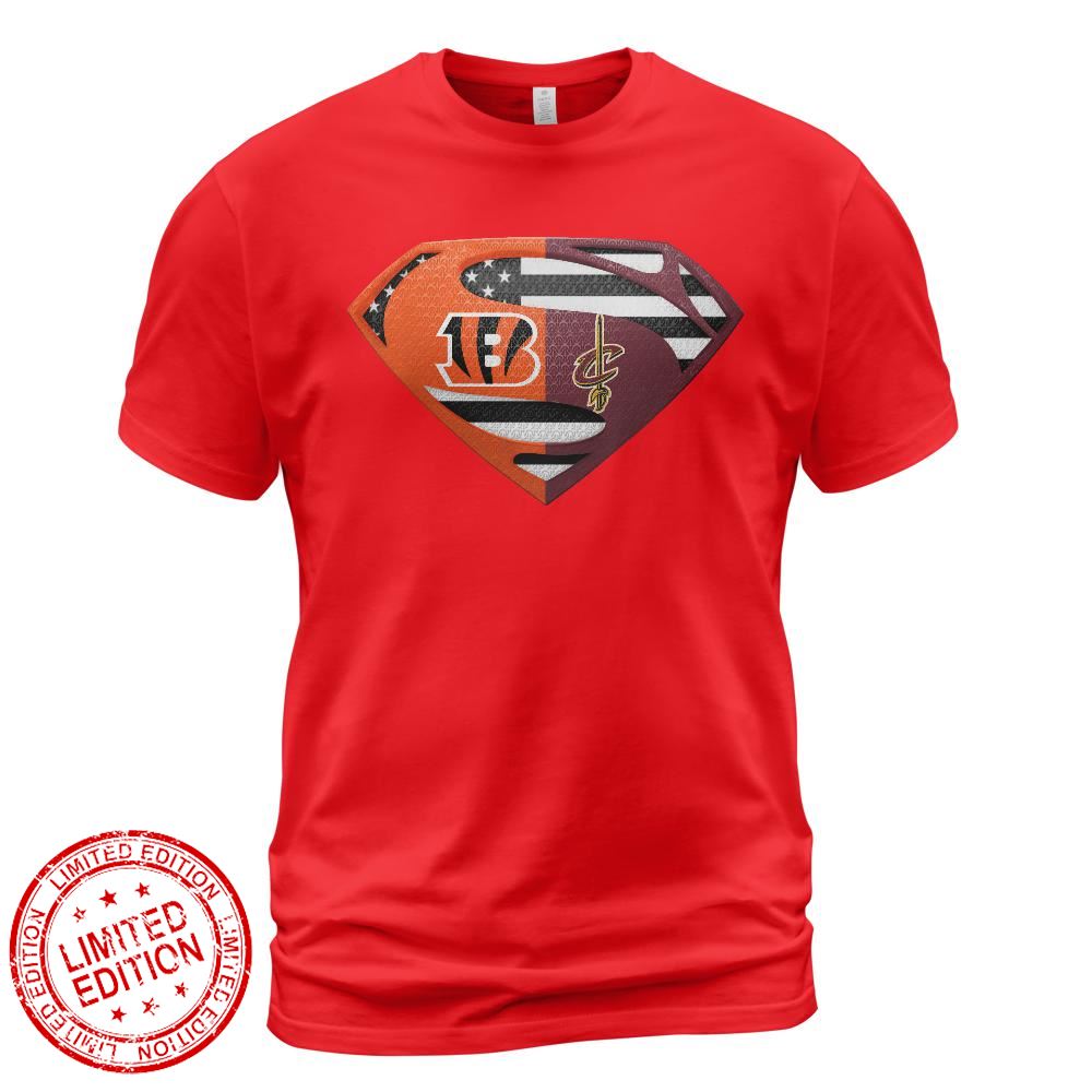 Cincinnati Bengals Cleveland Cavaliers Superman Logo Us Flag Shirt