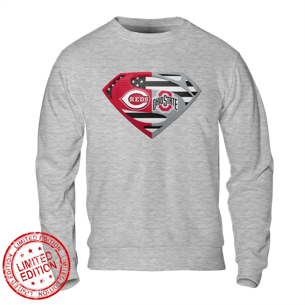 Cincinnati Reds Ohio State Buckeyes Superman Logo Us Flag Shirt