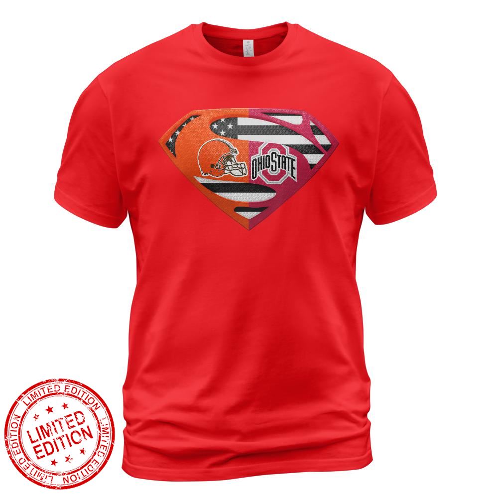 Cleveland Browns Ohio State Buckeyes Superman Logo Us Flag Shirt