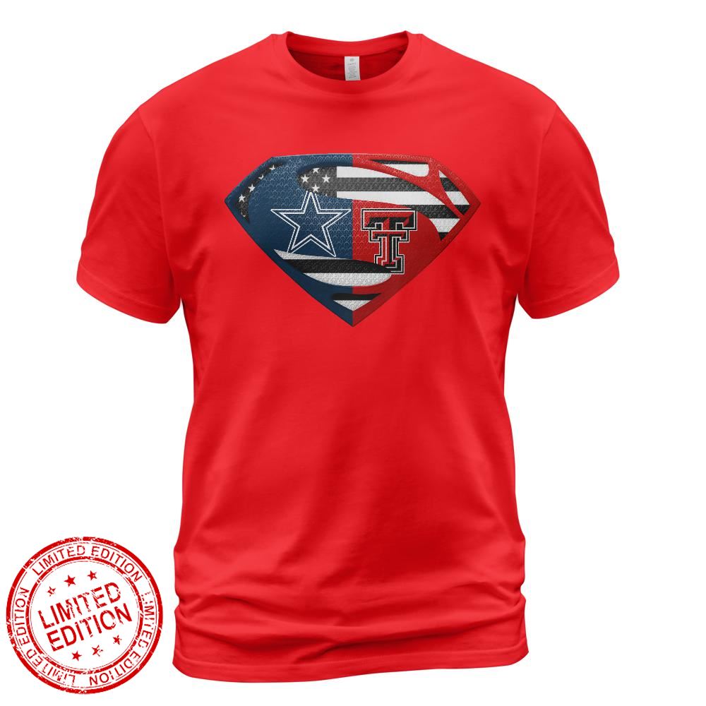 Dallas Cowboys Texas Tech Red Raiders Superman Logo Us Flag Shirt