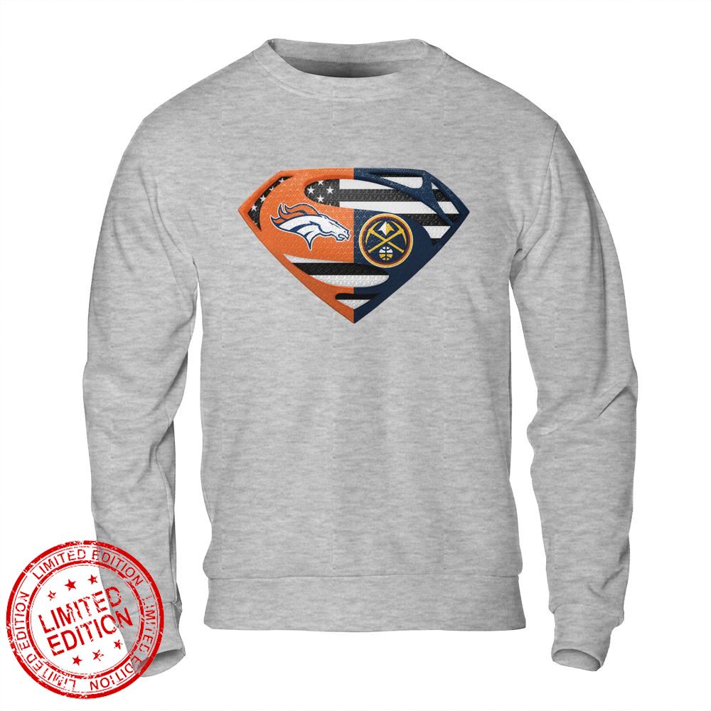 Denver Broncos Denver Nuggets Superman Logo Us Flag Shirt