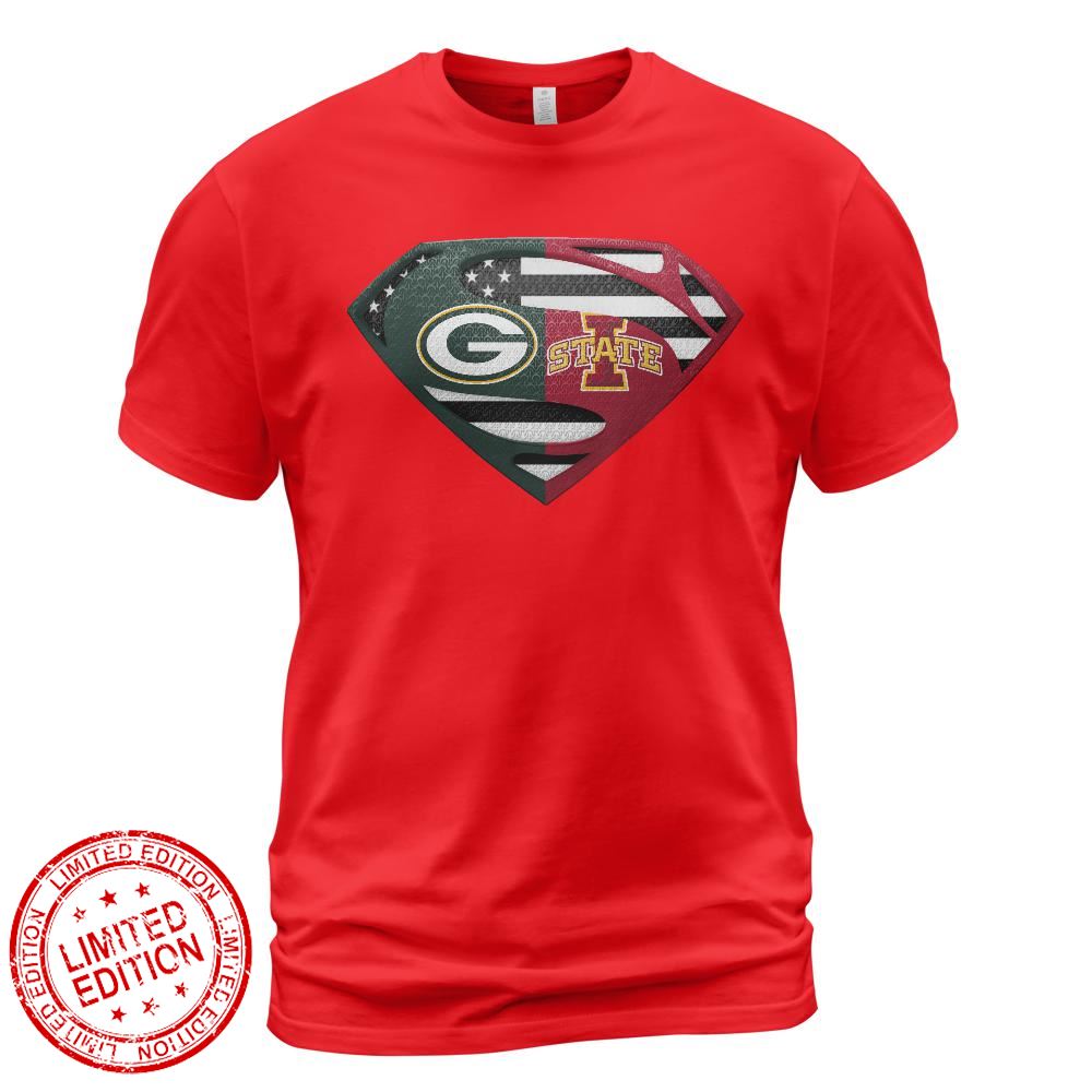 Green Bay Packers Iowa State Cyclones Superman Logo Us Flag Shirt