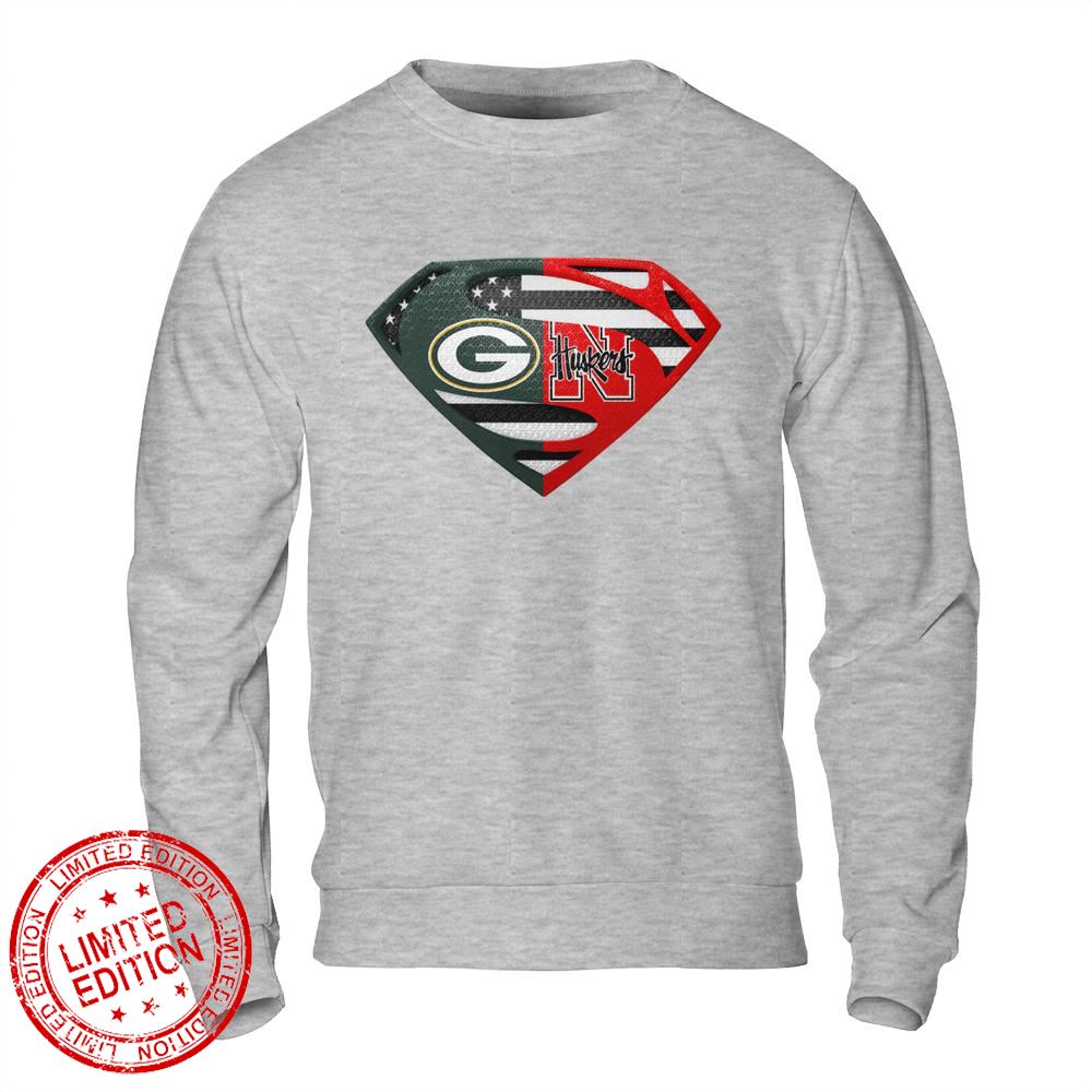 Green Bay Packers Nebraska Cornhuskers Superman Logo Us Flag Shirt