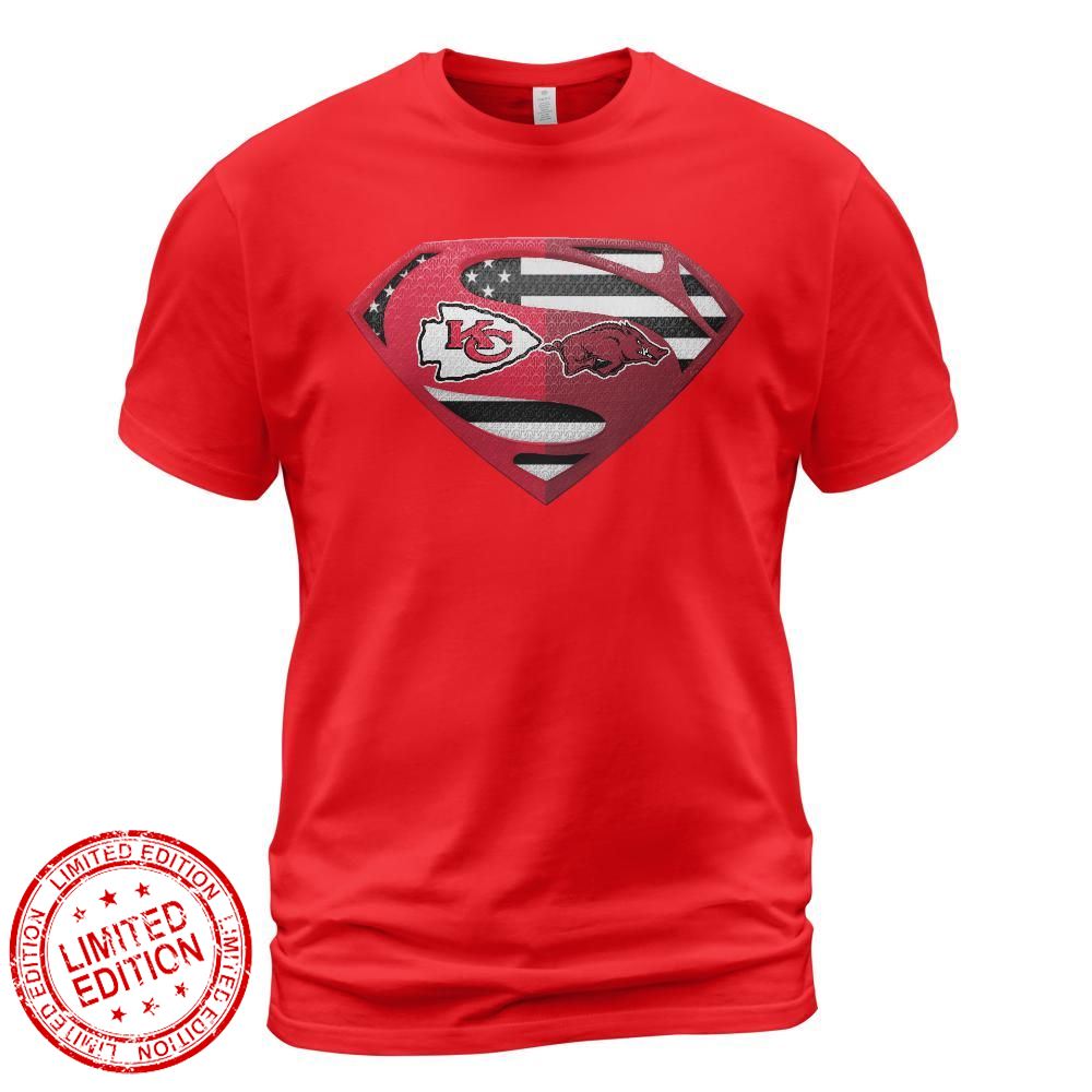 Kansas City Chiefs Arkansas Razorbacks Superman Logo Us Flag Shirt Kansas City Chiefs Arkansas Razorbacks Superman Logo Us Flag Shirt