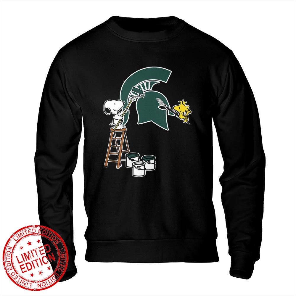 Michigan State Spartans Snoopy and Woodstock Painting Logo Shirt