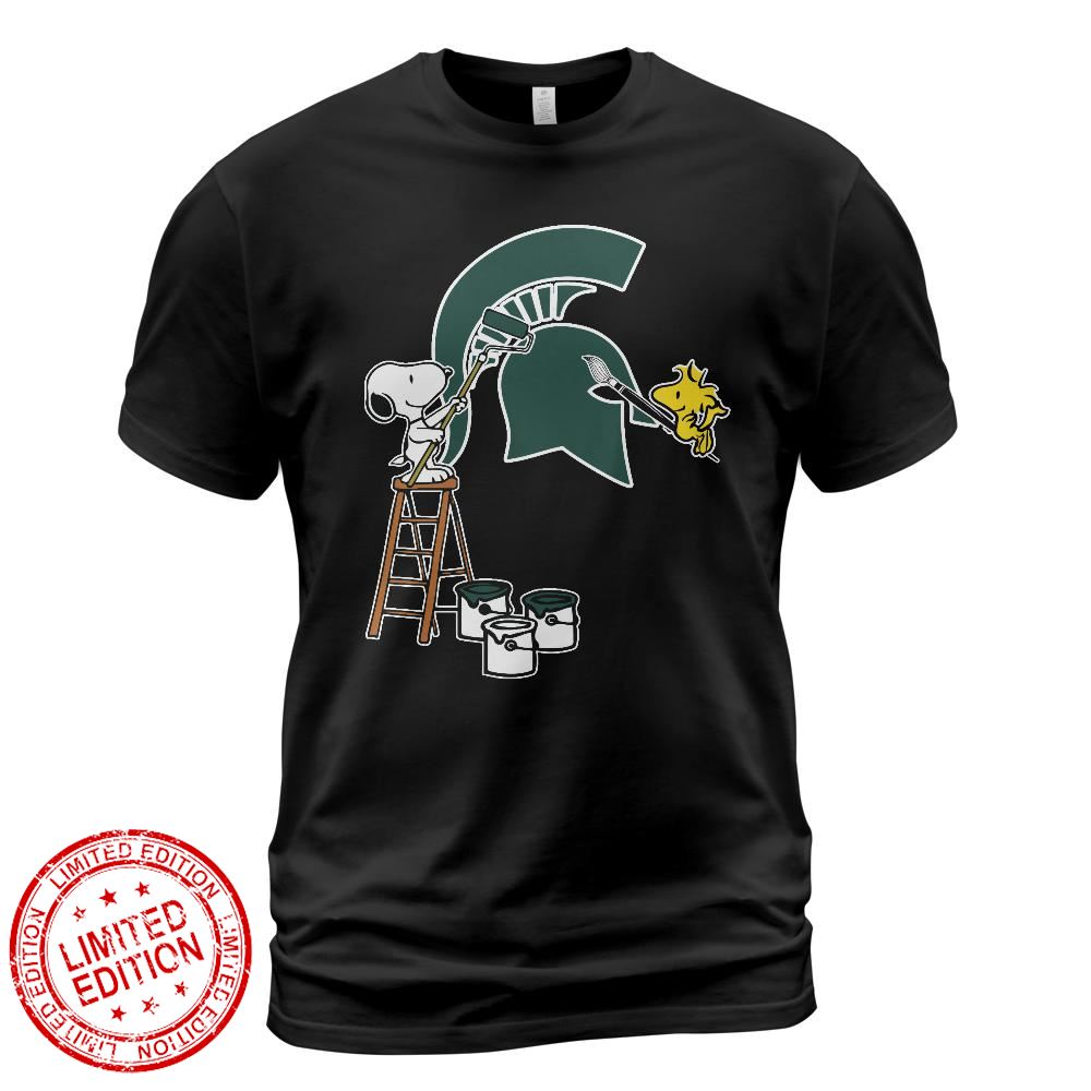 Michigan State Spartans Snoopy and Woodstock Painting Logo Shirt