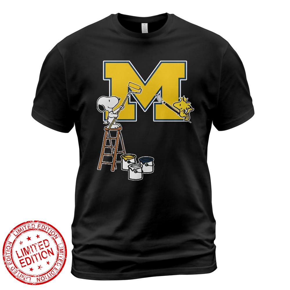 Michigan Wolverines Snoopy and Woodstock Painting Logo Shirt