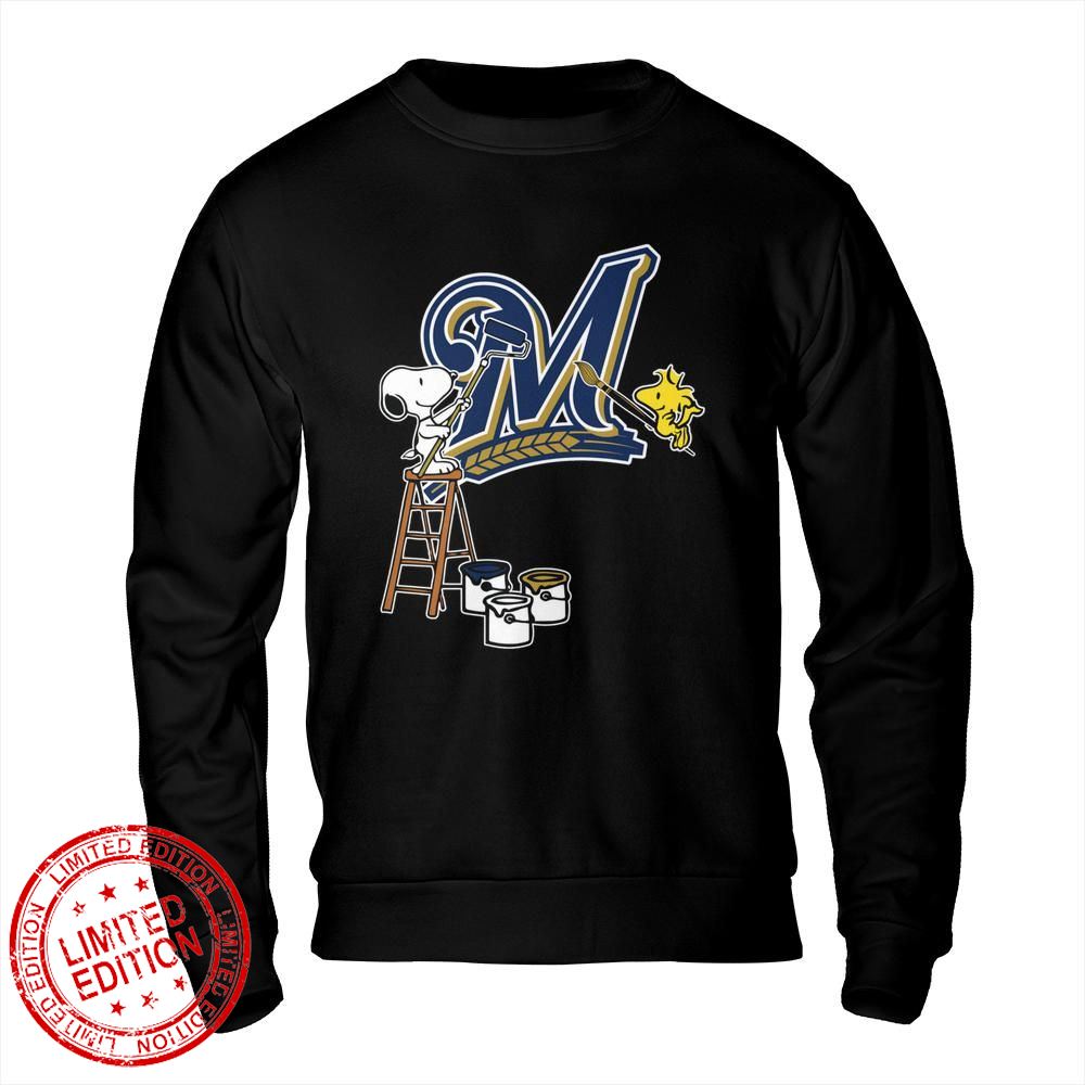Milwaukee Brewers Snoopy and Woodstock Painting Logo Shirt
