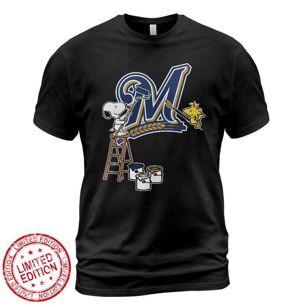 Milwaukee Brewers Snoopy and Woodstock Painting Logo Shirt