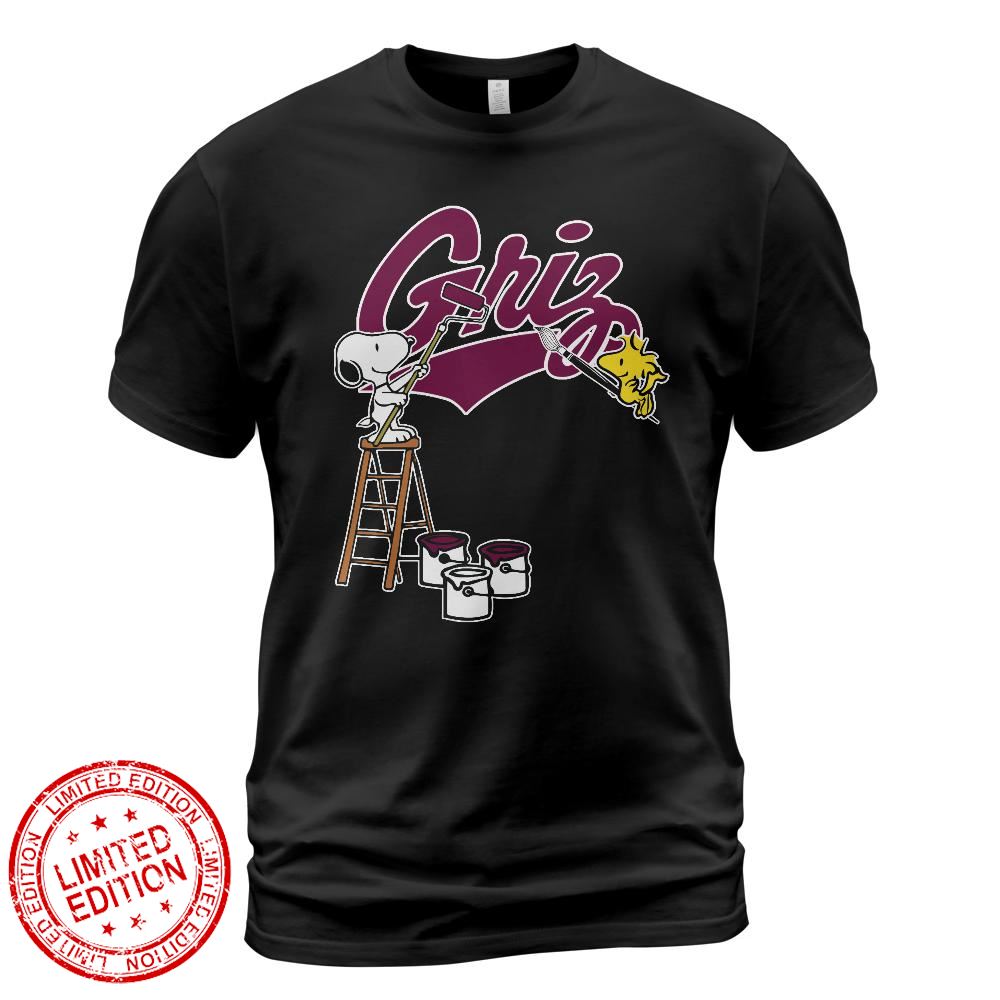 Montana Grizzlies Snoopy and Woodstock Painting Logo Shirt