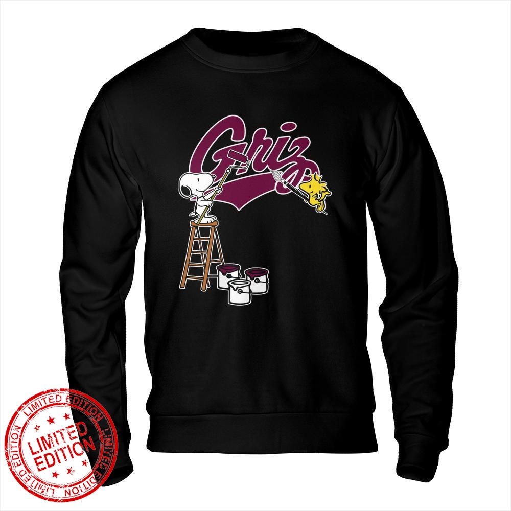 Montana Grizzlies Snoopy and Woodstock Painting Logo Shirt