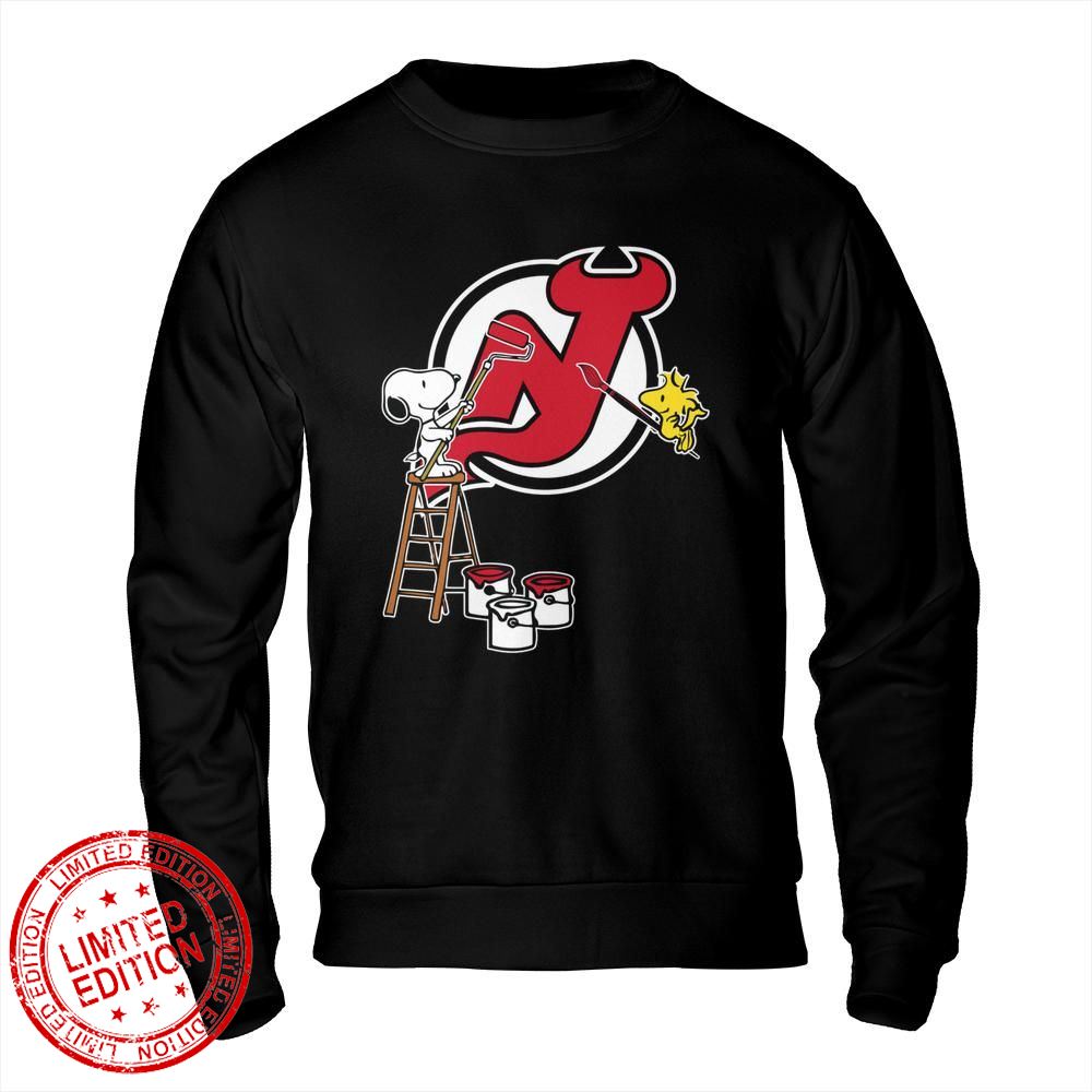 New Jersey Devils Snoopy and Woodstock Painting Logo Shirt