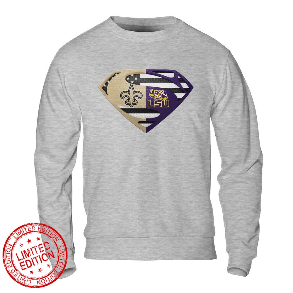 New Orleans Saints Lsu Cleveland Tigers Superman Logo Us Flag Shirt