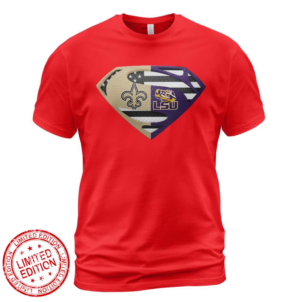 New Orleans Saints Lsu Cleveland Tigers Superman Logo Us Flag Shirt