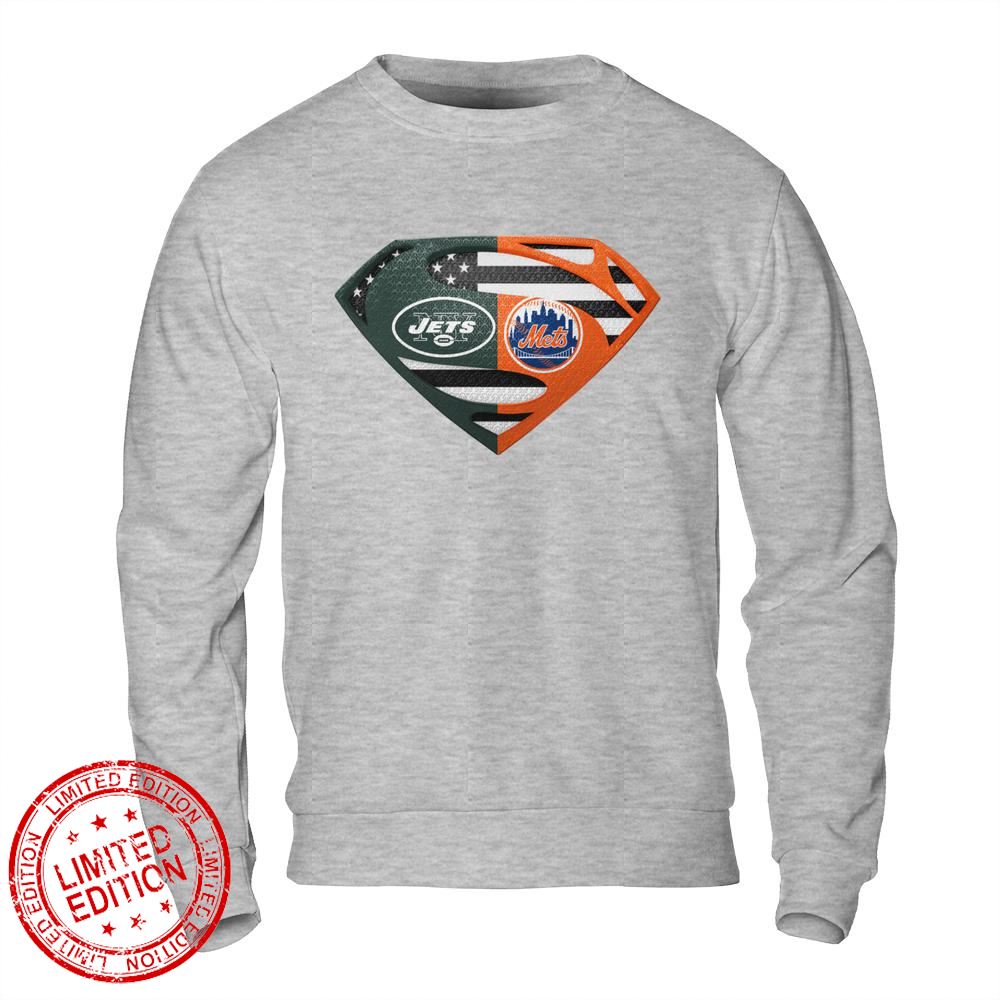 New York Jets New York Mets Superman Logo Us Flag Shirt
