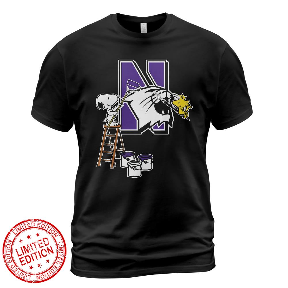 Northwestern Wildcats Snoopy and Woodstock Painting Logo Shirt