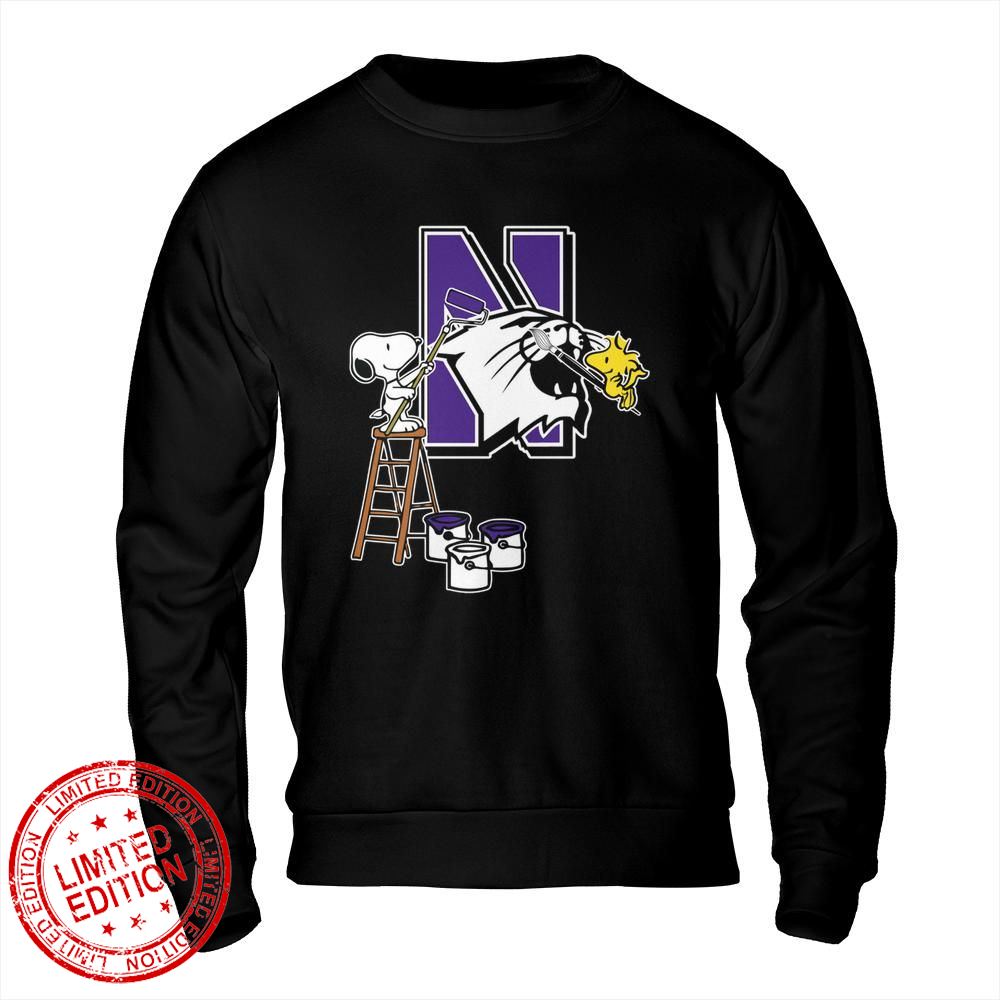Northwestern Wildcats Snoopy and Woodstock Painting Logo Shirt