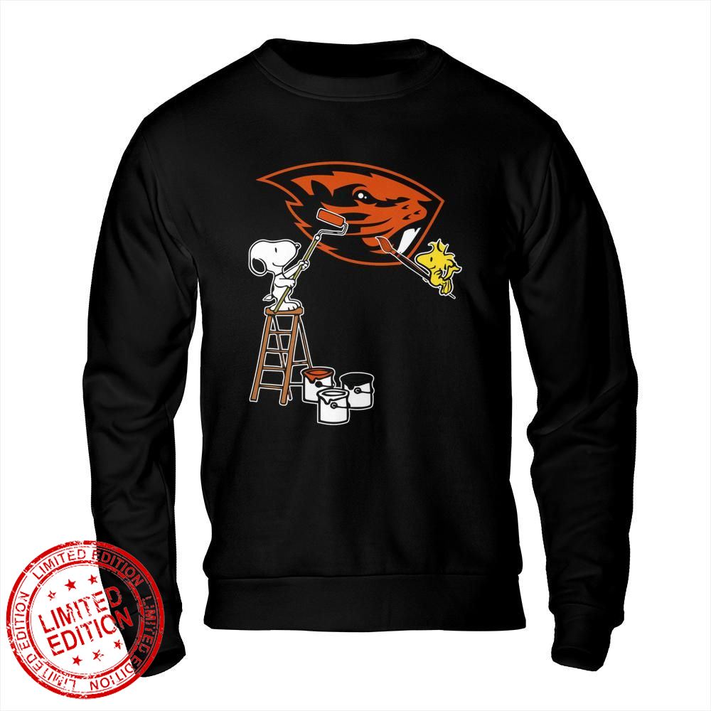 Oregon State Beavers Snoopy and Woodstock Painting Logo Shirt
