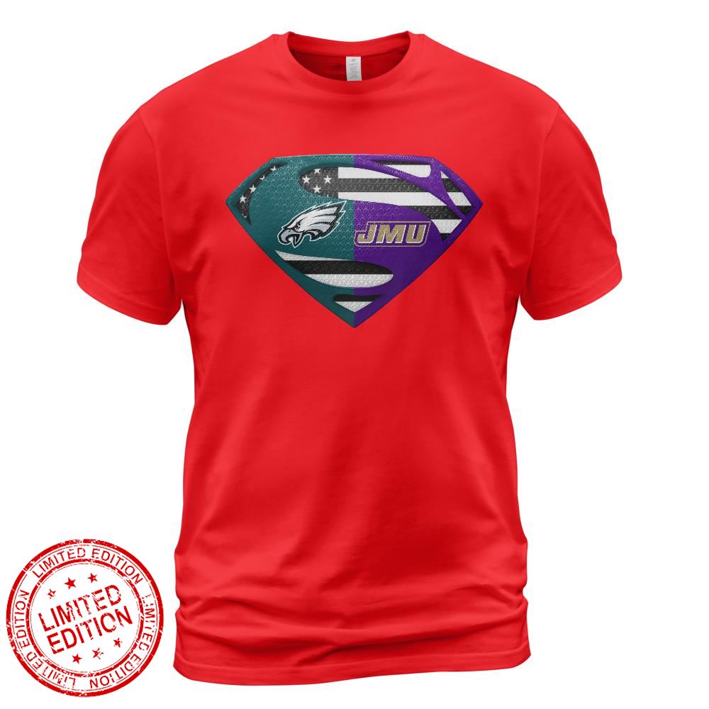 Philadelphia Eagles Jmu Superman Logo Us Flag Shirt - Hersmiles