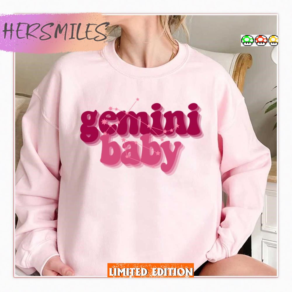 Pink Gemini Baby Zodiac Sign Design Shirt
