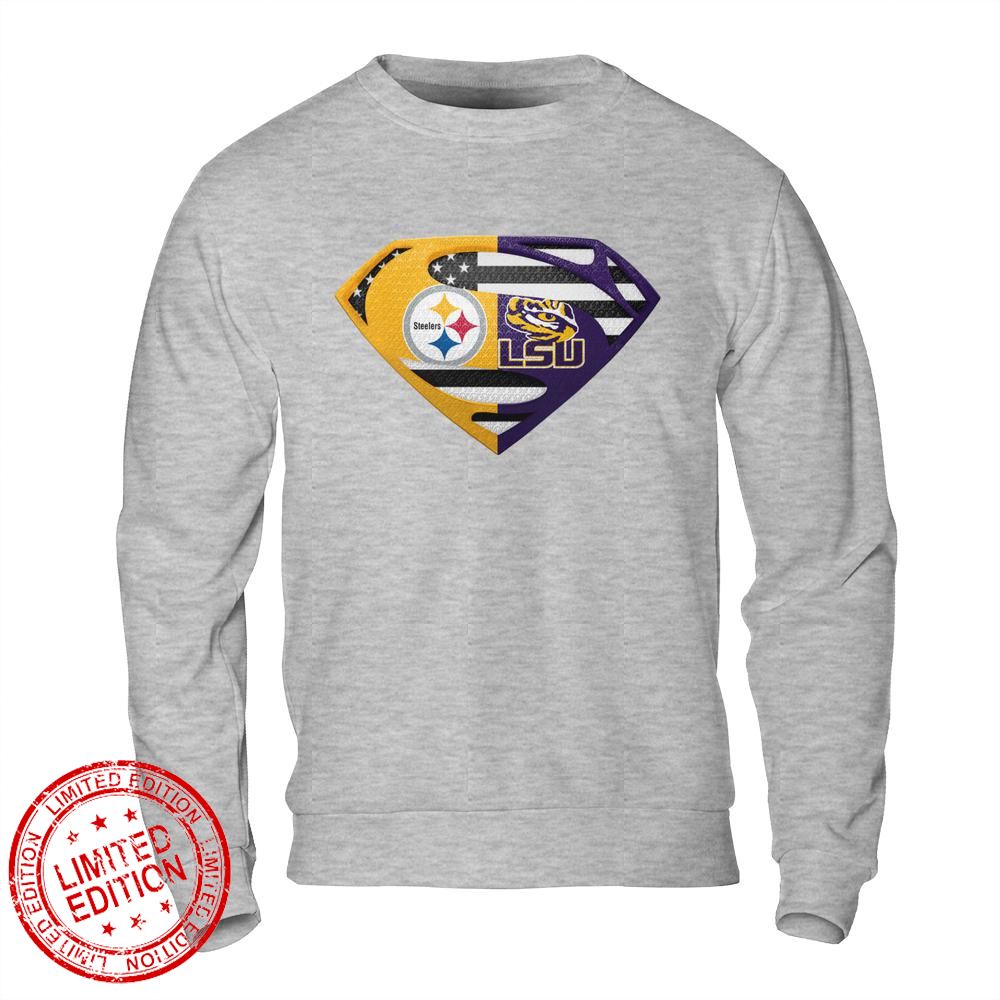 Pittsburgh Steelers Lsu Cleveland Tigers Superman Logo Us Flag Shirt