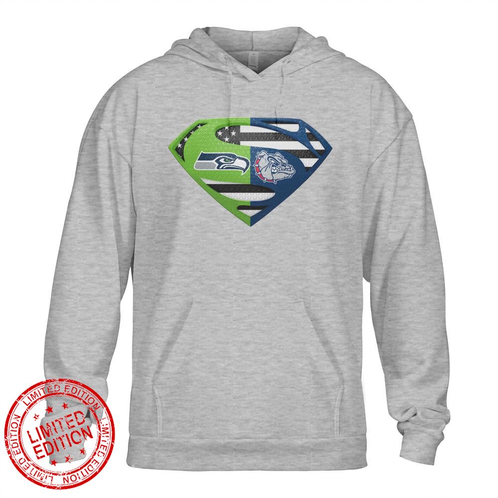 Seattle Seahawks Gonzaga Bulldogs Superman Logo Us Flag Shirt