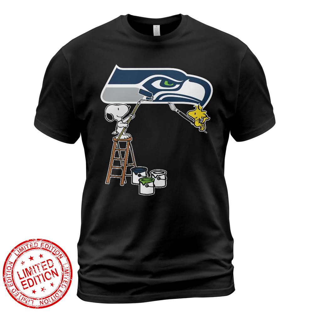Seattle Seahawks Snoopy and Woodstock Painting Logo Shirt