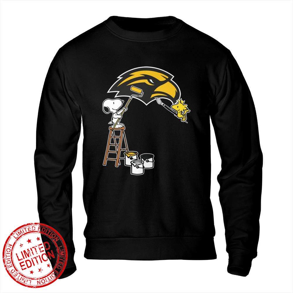 Southern Mississippi Golden Eagles Snoopy and Woodstock Painting Logo Shirt