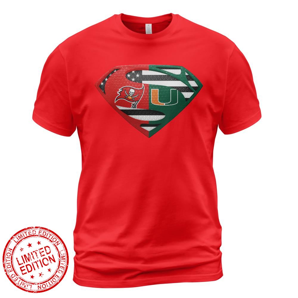 Tampa Bay Buccaneers Miami Hurricanes Superman Logo Us Flag Shirt