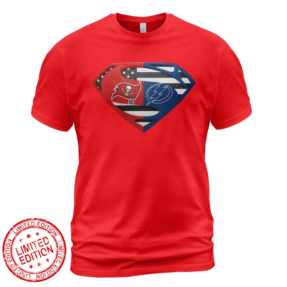 Tampa Bay Buccaneers Tampa Bay Lightning Superman Logo Us Flag Shirt