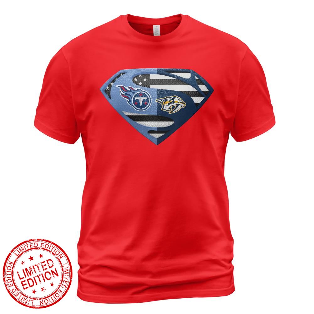 Tennessee Titans Nashville Predators Superman Logo Us Flag Shirt