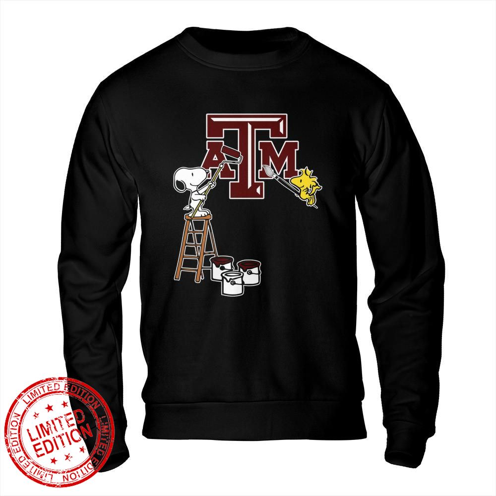 Texas AM Aggies Snoopy and Woodstock Painting Logo Shirt