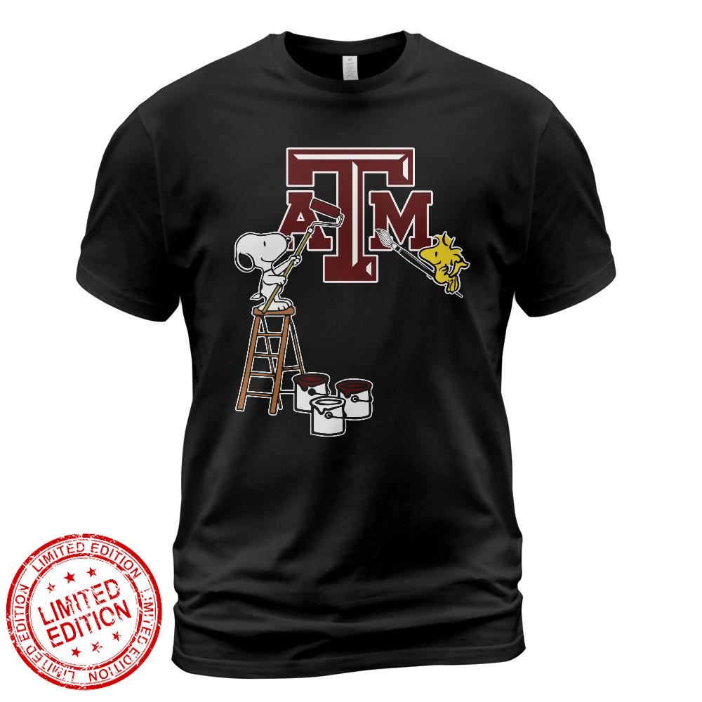 Texas AM Aggies Snoopy and Woodstock Painting Logo Shirt