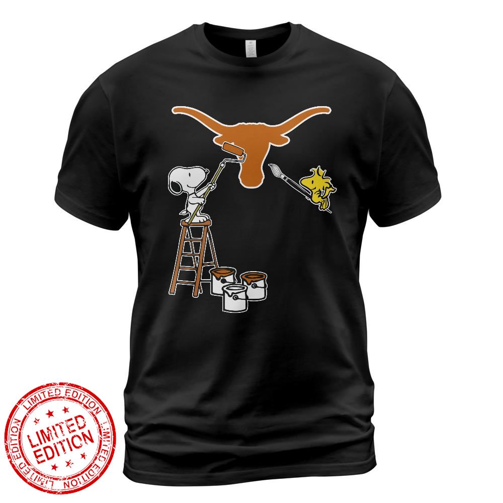 Texas Longhorns Snoopy and Woodstock Painting Logo Shirt