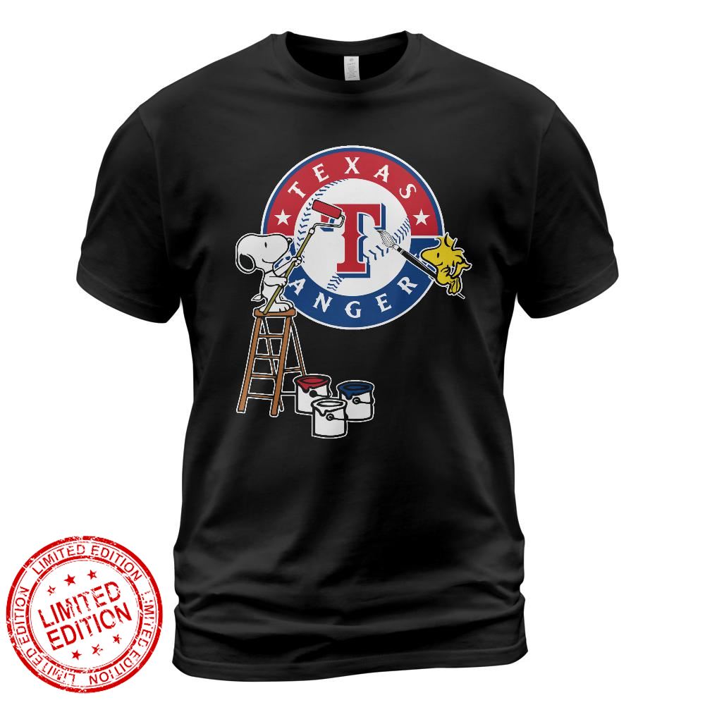 Texas Rangers Snoopy and Woodstock Painting Logo Shirt