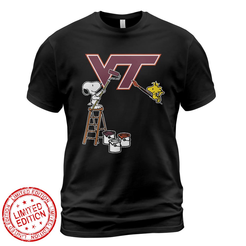Virginia Tech Hokies Snoopy and Woodstock Painting Logo Shirt