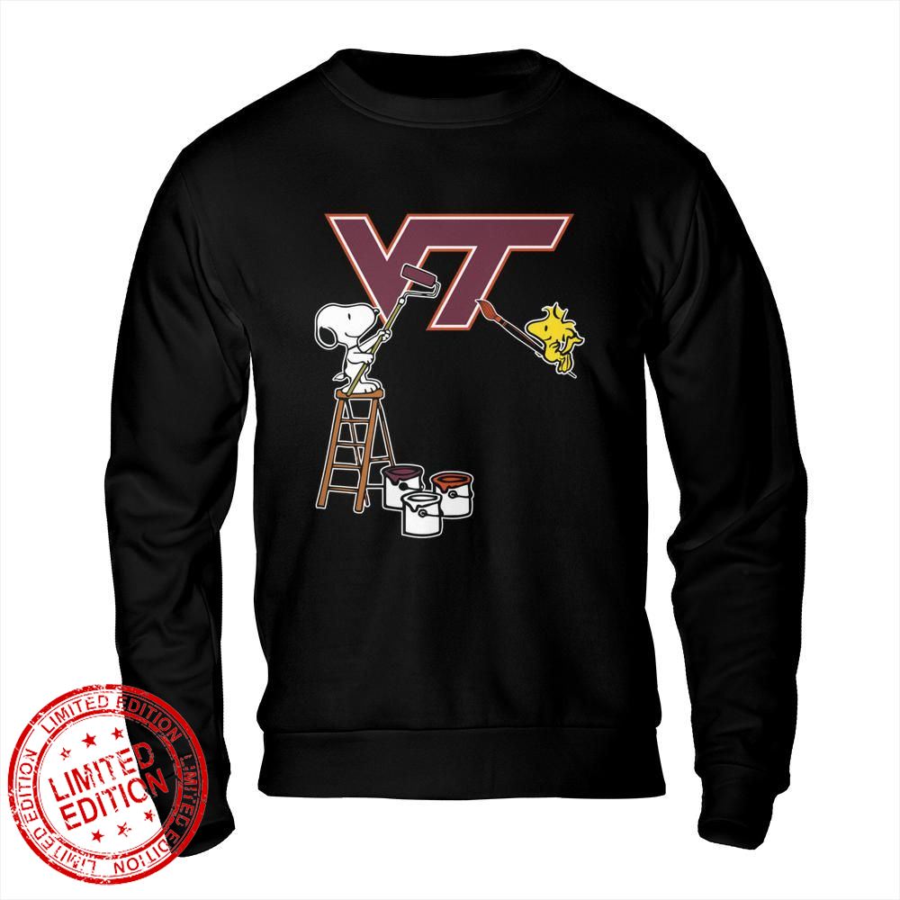 Virginia Tech Hokies Snoopy and Woodstock Painting Logo Shirt